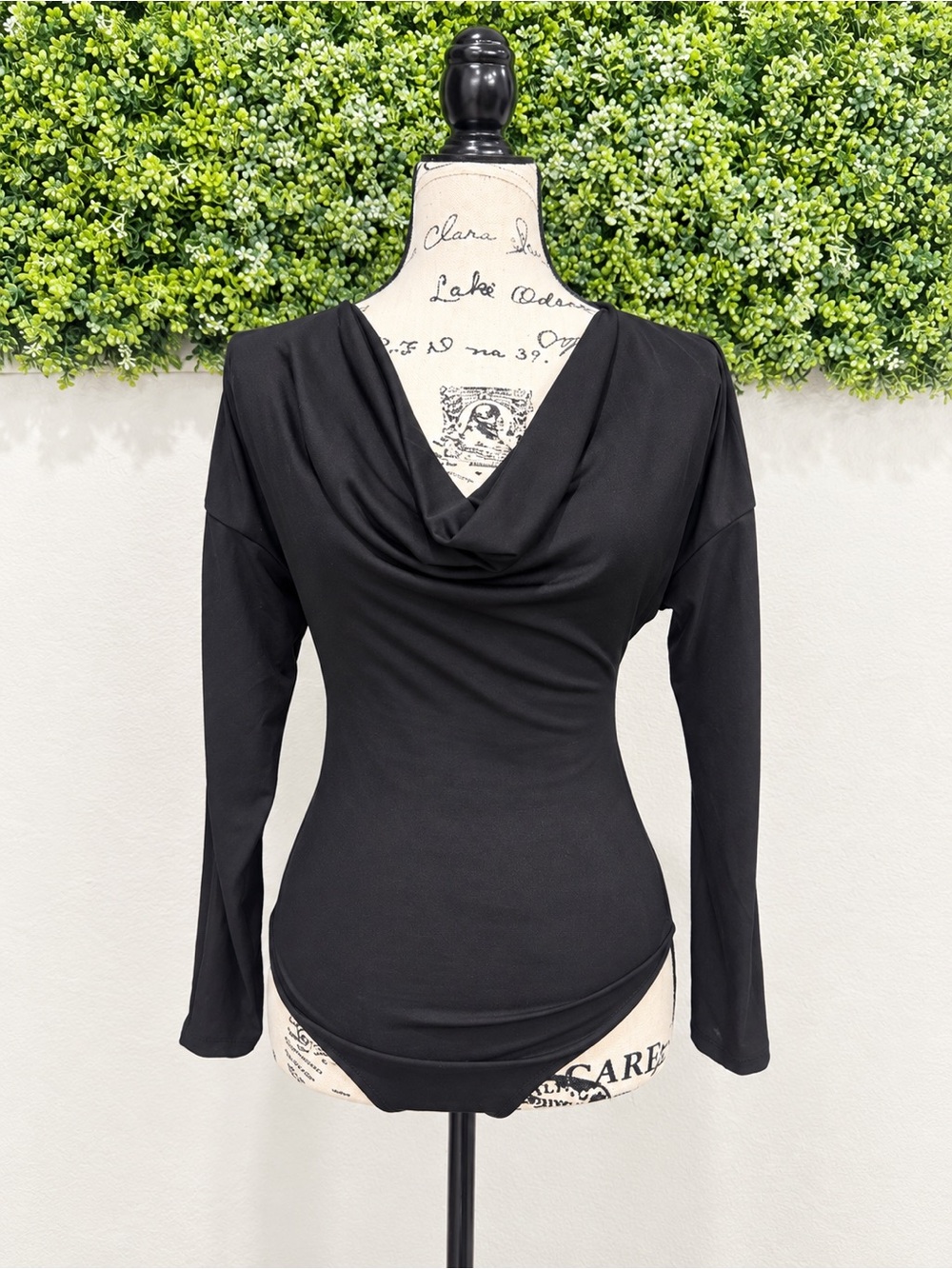 Zara Black Cowl Neck Long Sleeve Bodysuit Size S